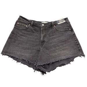 NWT Abercrombie & Fitch Curve Love 90's Relaxed Cut Off Shorts Size 33/16 Black